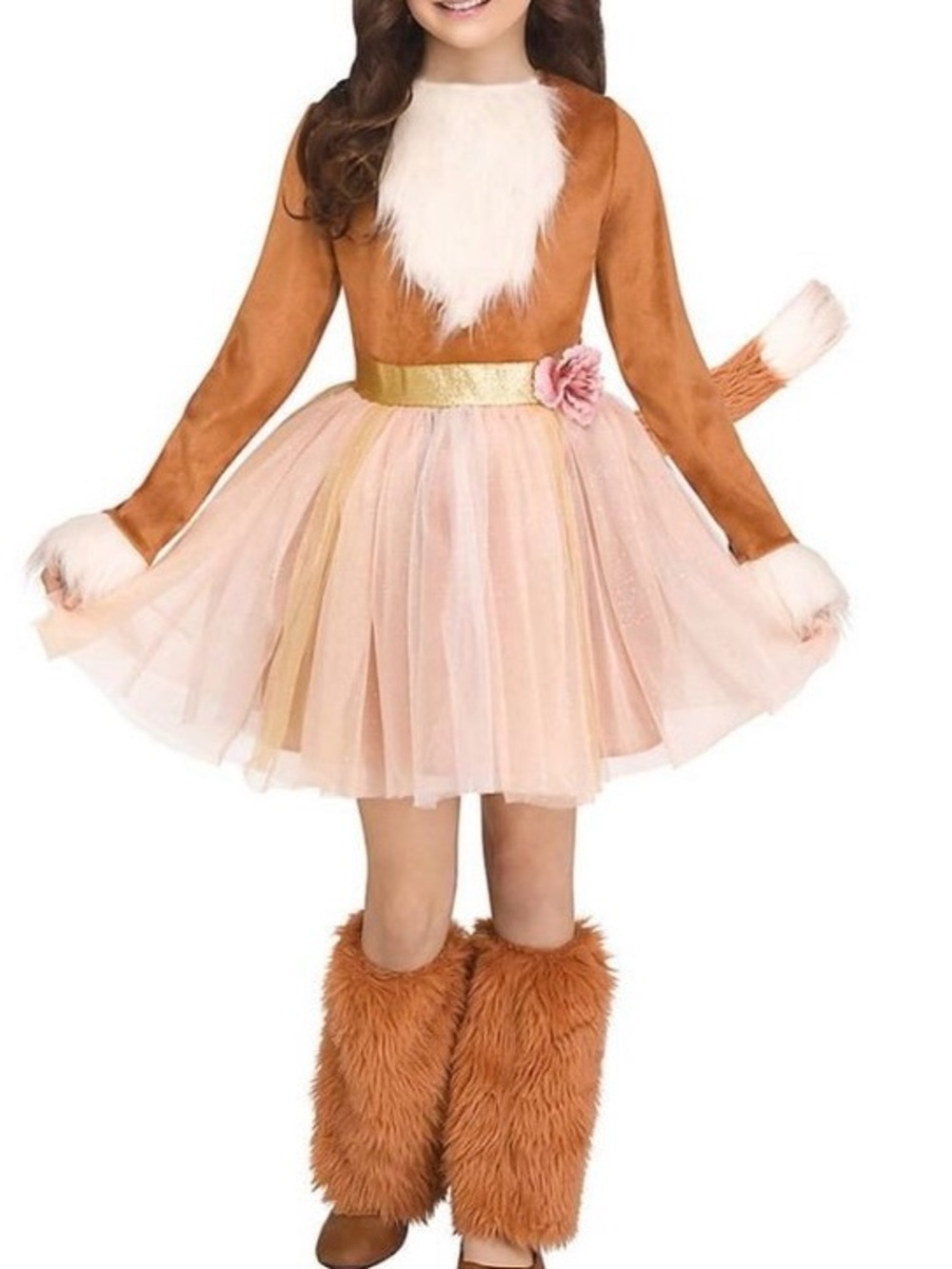 SPIRIT HALLOWEEN Girls Fox Tutu Costume Dress with Fur Accents Size S (4-6)